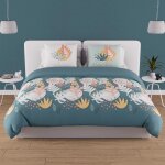 Parure housse de couette en coton 57 fils 240x220 cm mathis bleu, par soleil d'ocre