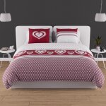 Parure housse de couette en coton 57 fils 240x220 cm passion rouge, par soleil d'ocre