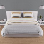 Parure housse de couette en coton 57 fils 240x220 cm thales moutarde, par soleil d'ocre