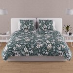 Parure housse de couette en coton 57 fils 260x240 cm manon vert, par soleil d'ocre