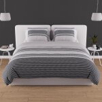 Parure housse de couette en coton 57 fils 260x240 cm thales gris, par soleil d'ocre