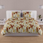 Parure housse de couette en coton 57 fils 260x240 cm togo moutarde, par soleil d'ocre