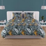 Parure housse de couette en coton 57 fils 260x240 cm tropic bleu, par soleil d'ocre