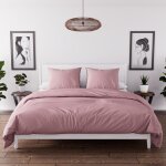 Parure housse de couette en microfibre lav�e 260x240 cm boheme vieux rose, par soleil d'ocre