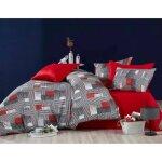 Parure de lit - 1 housse de couette 220 x 240 cm + 2 taies d'oreiller 60 x 60 cm - 100 % polyester microsatin ...