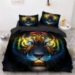 Parure de lit 100 % microfibre douce et confortable motif renard a neuf queues : 1 housse de couette ...