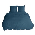 Parure de lit 100% microfibre lav�e bleu nuit 220 x 240 cm