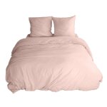 Parure de lit 100% microfibre lav�e rose poudr� 240 x 260 cm