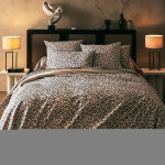 Parure de lit 2 pi�ces percale de coton l�opard housse + taie