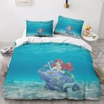 Parure de lit 2 pieces la petite sir�ne, housse de couette imprim�e num�rique tridimensionnelle, princesse ...