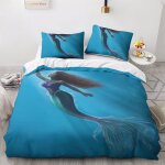 Parure de lit 2 pieces la petite sir�ne avec housse de couette simple, motif princesse de dessin anime, ...