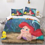 Parure de lit 2 pieces la petite sir�ne avec housse de couette simple, motif princesse de dessin anime, ...
