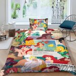 Parure de lit 2 pieces la petite sir�ne avec housse de couette simple, motif princesse de dessin anime, ...