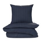 Parure de lit 260x240 cm bleu marine 100% coton housse de couette + 2 taies d'oreiller 65x65 cm tex home ...