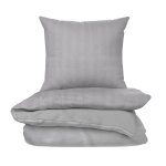 Parure de lit 260x240 cm gris 100% coton housse de couette + 2 taies d'oreiller 65x65 cm tex home