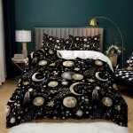Parure de lit 3 pieces 100 % bambou naturel avec housse de couette et taies d'oreiller, motif soleil ... Parure de lit 3 pieces 100 % bambou naturel avec housse de couette et taies d'oreiller, motif soleil ...