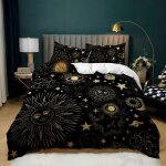 Parure de lit 3 pieces 100 % bambou naturel avec housse de couette et taies d'oreiller, motif soleil ... Parure de lit 3 pieces 100 % bambou naturel avec housse de couette et taies d'oreiller, motif soleil ...