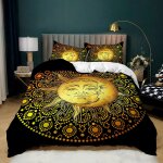 Parure de lit 3 pieces 100 % bambou naturel avec housse de couette et taies d'oreiller, motif soleil ... Parure de lit 3 pieces 100 % bambou naturel avec housse de couette et taies d'oreiller, motif soleil ...