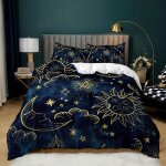 Parure de lit 3 pieces 100 % bambou naturel avec housse de couette et taies d'oreiller, motif soleil ... Parure de lit 3 pieces 100 % bambou naturel avec housse de couette et taies d'oreiller, motif soleil ...