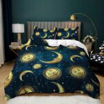 Parure de lit 3 pieces 100 % bambou naturel avec housse de couette et taies d'oreiller, motif soleil ... Parure de lit 3 pieces 100 % bambou naturel avec housse de couette et taies d'oreiller, motif soleil ...