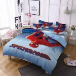 Parure de lit 3 pieces 100 % bambou naturel avec housse de couette et taie d'oreiller spiderman et fermeture ...