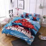 Parure de lit 3 pieces 100 % bambou naturel avec housse de couette et taie d'oreiller spiderman et fermeture ...