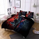 Parure de lit 3 pieces 100 % bambou naturel avec housse de couette et taie d'oreiller spiderman et fermeture ...