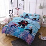 Parure de lit 3 pieces 100 % bambou naturel avec housse de couette et taie d'oreiller spiderman et fermeture ...