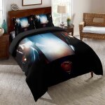 Parure de lit 3 pieces 100 % bambou naturel justice league, housse de couette et taie d'oreiller superman ...