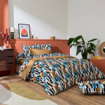 Parure de lit 3 pi�ces coton g�om�trique housses + taies