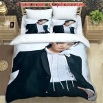 Parure de lit 3 pieces pour homme, costume noir tendance, chemise blanche, imprime chaîne perlée, housse ... Parure de lit 3 pieces pour homme, costume noir tendance, chemise blanche, imprime chaîne perlée, housse ...
