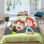 Parure de lit 3 pieces avec housse de couette et 2 taies d'oreiller motif ben 10