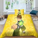Parure de lit 3 pieces avec housse de couette et 2 taies d'oreiller, motif dessin anime ben 10 hero, ...