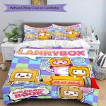 Parure de lit 3 pieces avec housse de couette et 2 taies d'oreiller, motif livre de coloriage lankybox ...