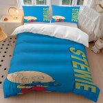 Parure de lit 3 pieces avec housse de couette stewie et pistolet laser sur fond bleu family guy. optez ...