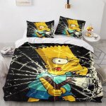 Parure de lit 3 pieces avec housse de couette et taie d'oreiller motif les simpsons 100 % polyester