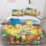 Parure de lit 3 pieces avec housse de couette et taie d'oreiller motif les simpsons 100 % polyester