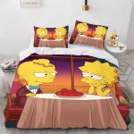 Parure de lit 3 pieces avec housse de couette et taie d'oreiller motif les simpsons 100 % polyester