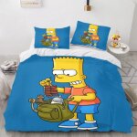 Parure de lit 3 pieces avec housse de couette et taie d'oreiller motif les simpsons 100 % polyester