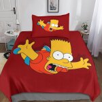 Parure de lit 3 pieces avec housse de couette et taie d'oreiller motif simpsons, imprim�e en 3d, pour ...