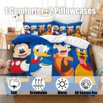 Parure de lit 3 pieces avec imprime dessin anime mickey mouse, decoration de dortoir, cadeaux de vacances, ...