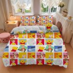 Parure de lit 3 pieces a imprime dessin anime winnie l'ourson douce vous assurant un sommeil confortable ...