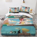 Parure de lit 3 pieces imprim�e en 3d la petite sir�ne, motif dessin anime, princesse, housse de couette, ...