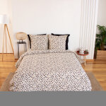 Parure de lit 3 pi�ces l�opard coton housse + taies