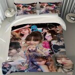 Parure de lit 3 pieces lisa avec housse de couette et affiche patchwork a multiples facettes, sc�ne et ...