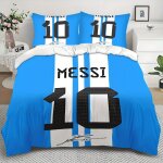 Parure de lit 3 pieces, maillot messi num�ro 10, impression num�rique haute d�finition, housse de couette, ...