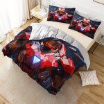Parure de lit 3 pieces marvel iron for man - literie super douce et respirante avec 1 housse de couette ...