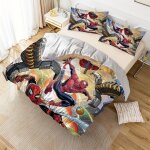 Parure de lit 3 pieces marvel spider - man bourriquet - polyester doux et respirant, comprend une housse ...