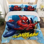 Parure de lit 3 pieces marvel spider - man - housse de couette et taies d'oreiller ultra douces et respirantes ...