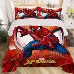Parure de lit 3 pieces marvel spider - man  housse de couette ultra douce et respirante avec fermeture ...